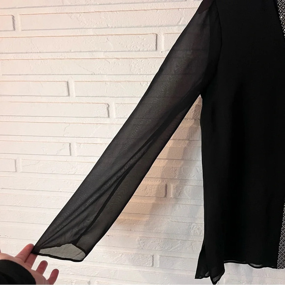 Tory Burch Black Long Sleeve Embellished Studded Silk Top, Women’s Size 2 - Picture 2 of 9